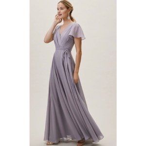 BHLDN Wrap Maxi Bridesmaid Dress Lilac Purple Size XS